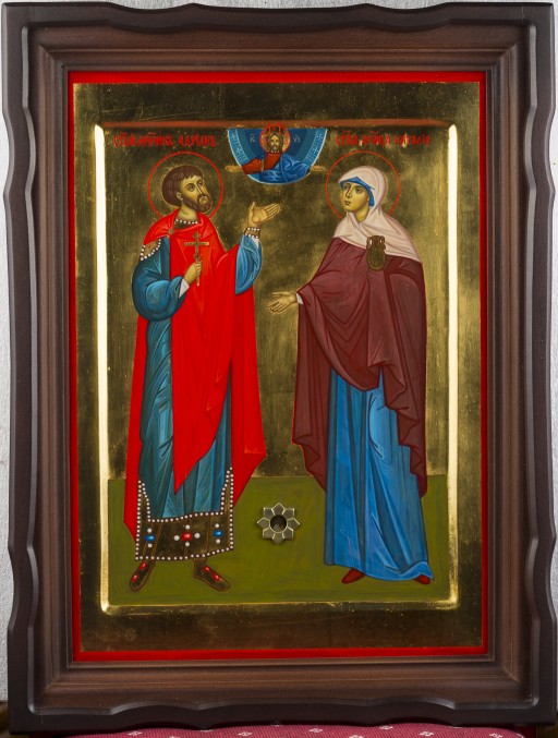 Икона Св.мч. Адриана и Наталии с частицами мощей
